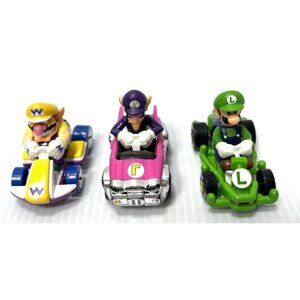 Hot Wheels Nintendo Luigi, Wario, Waluigi Toy Cars GUC 3pc Diecast Character Set